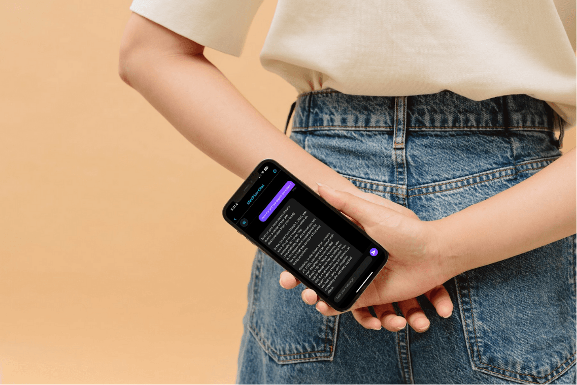 Person holding phone behind the back